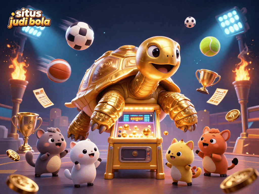 Engage in exciting sports betting with situs judi bola featuring animated characters and dynamic elements.