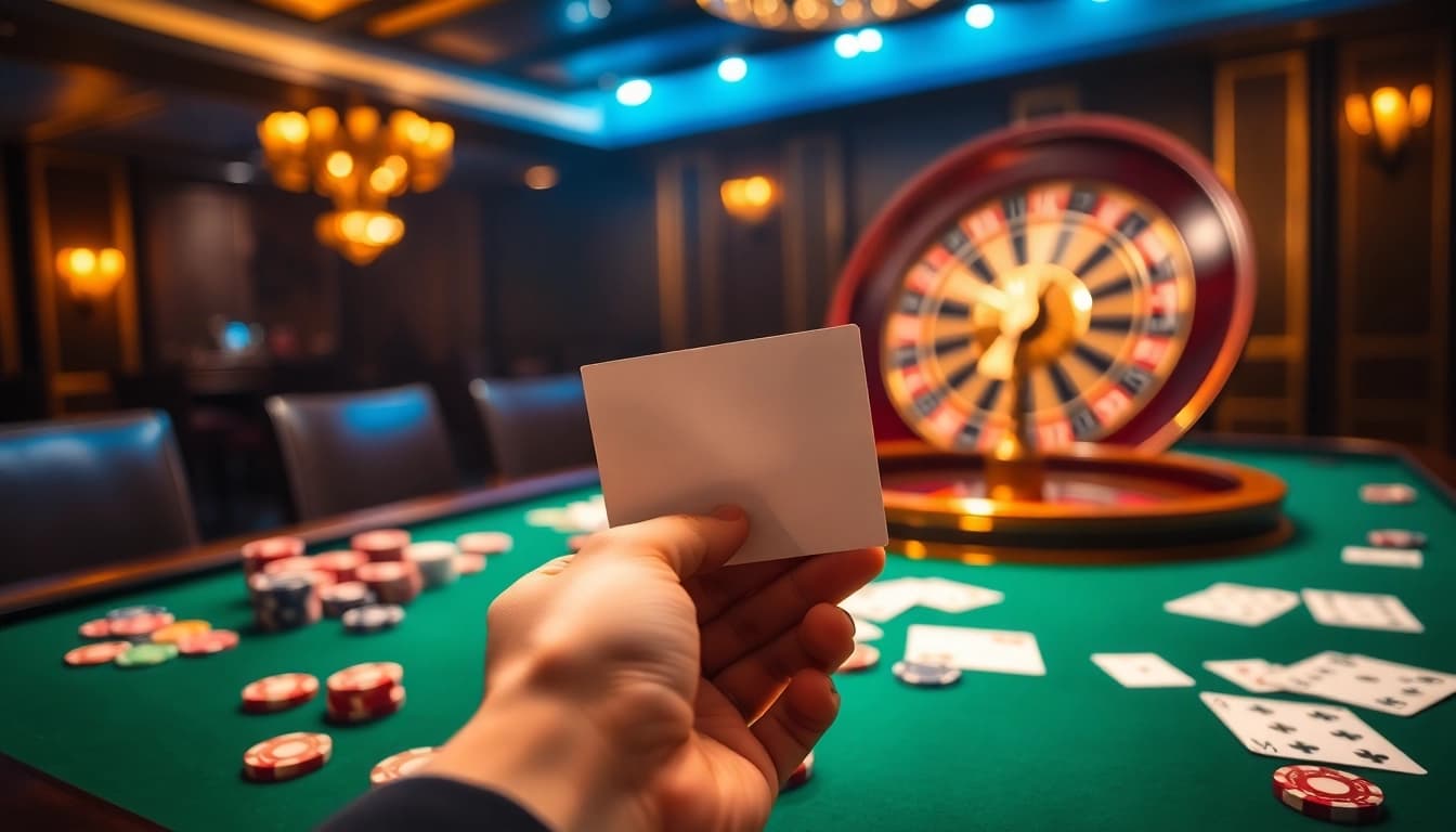 Enhance your gambling experience at https://s88.works/ with a vibrant casino scene featuring poker chips and a roulette wheel.