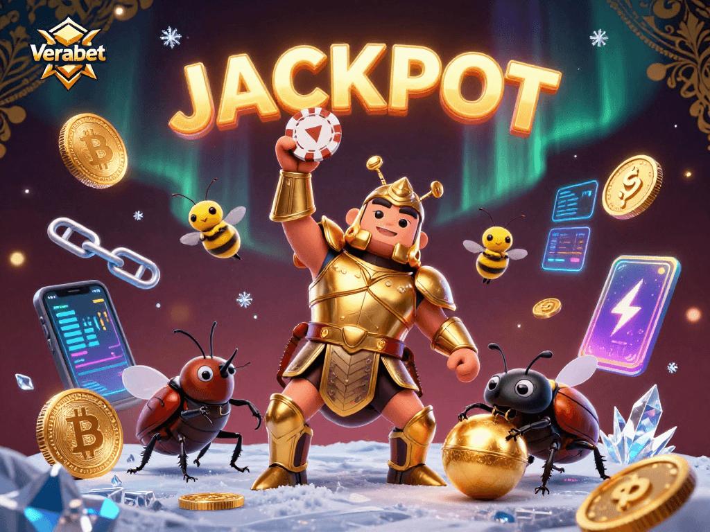 Join the excitement at Verabet with a victorious hercules beetle lifting a poker chip!