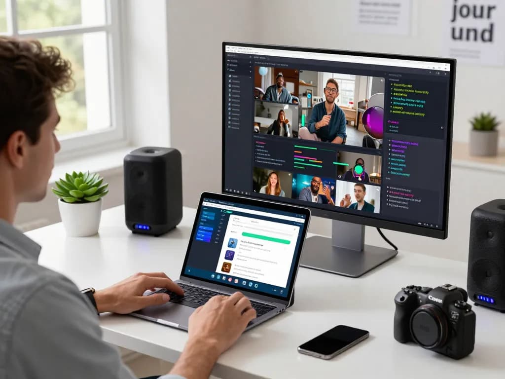 Generate detailed AI prompts using video to prompt ai in a modern workspace with vibrant themes.