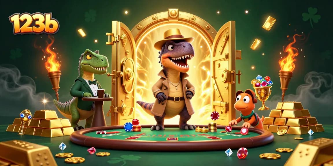Experience thrilling blackjack action with 123b featuring a velociraptor and unique casino elements.
