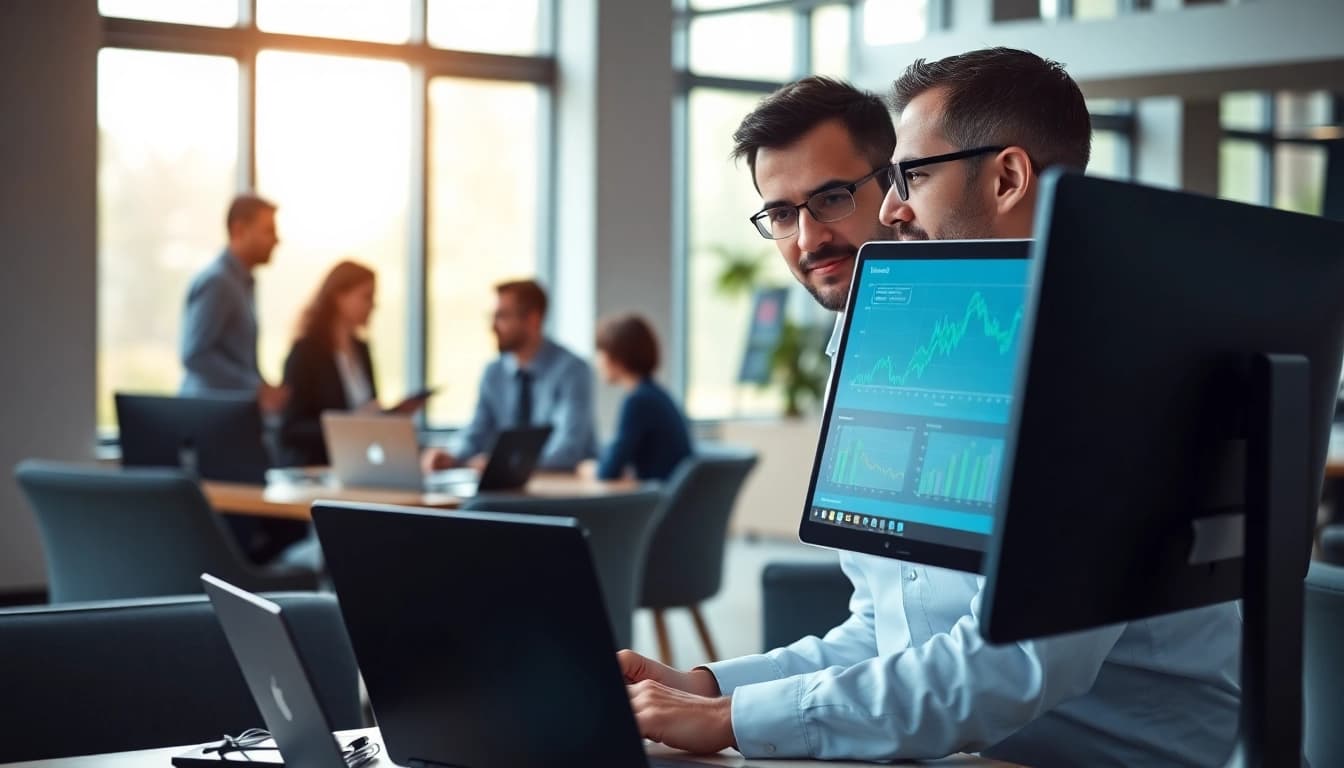 Providing managed IT services near me in a vibrant office environment with team collaboration.