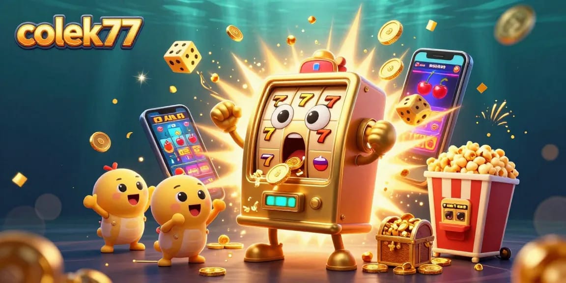 Engage with thrilling colek77 slot machines celebrating jackpots amidst a vibrant casino scene.