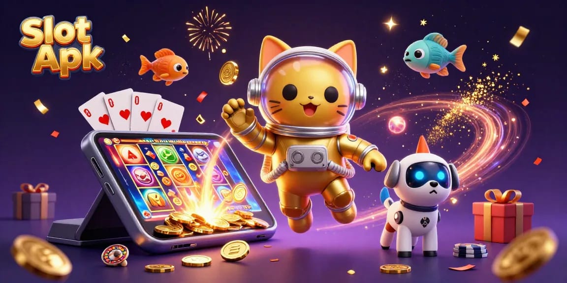 Win big with Slot Apk through vibrant slot games in a dynamic cosmic casino scene