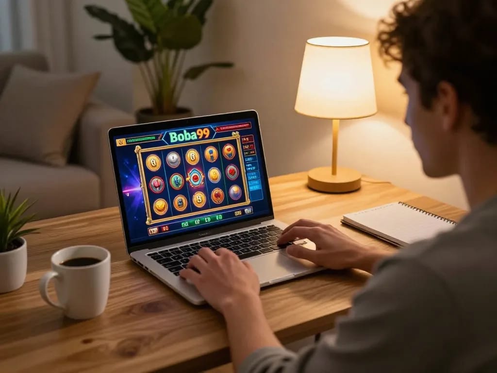 Permainan yang menarik di slot daring Boba99 dalam suasana rumah modern yang nyaman