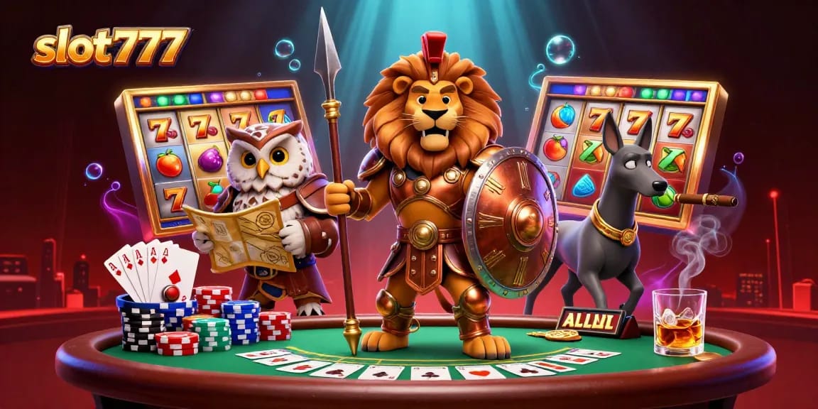 Spin the reels and win big with slot777 - vibrant 3D casino scene showcasing characters and game elements.