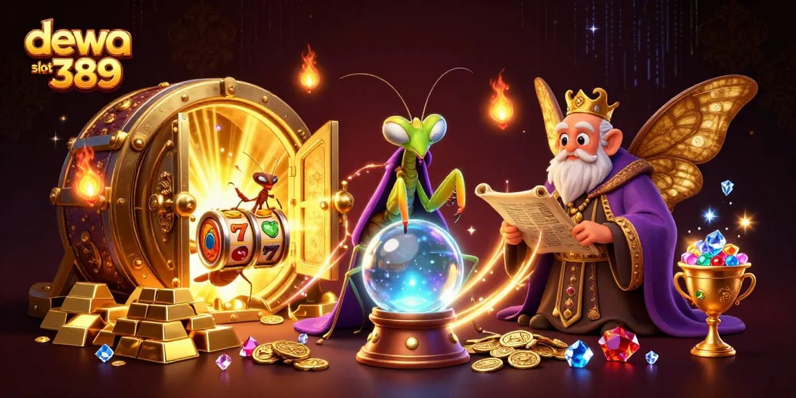 Permainan menarik dewa slot 389 dengan makhluk fantastis di dunia slot yang megah.