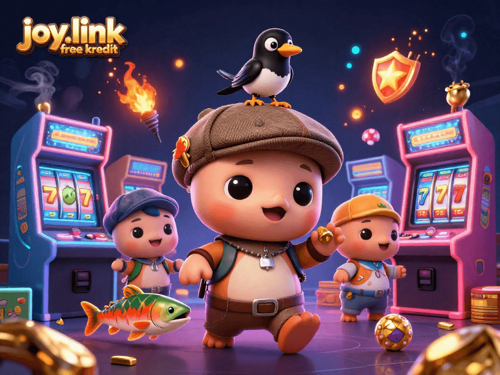 Engage with joy.link free kredit while enjoying colorful 3D cartoon casino characters and vibrant gaming elements.