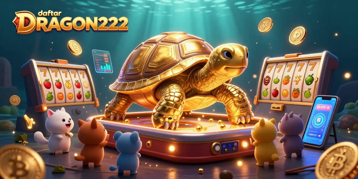 Engage with daftar DRAGON222 through vibrant golden tortoise pinball scene showcasing thrilling slot gameplay.