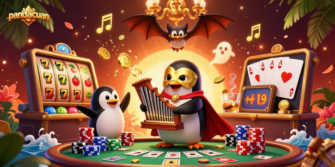Mainkan slot gacor di pandacuan dengan ilustrasi terperinci dari penguin opera memukau.