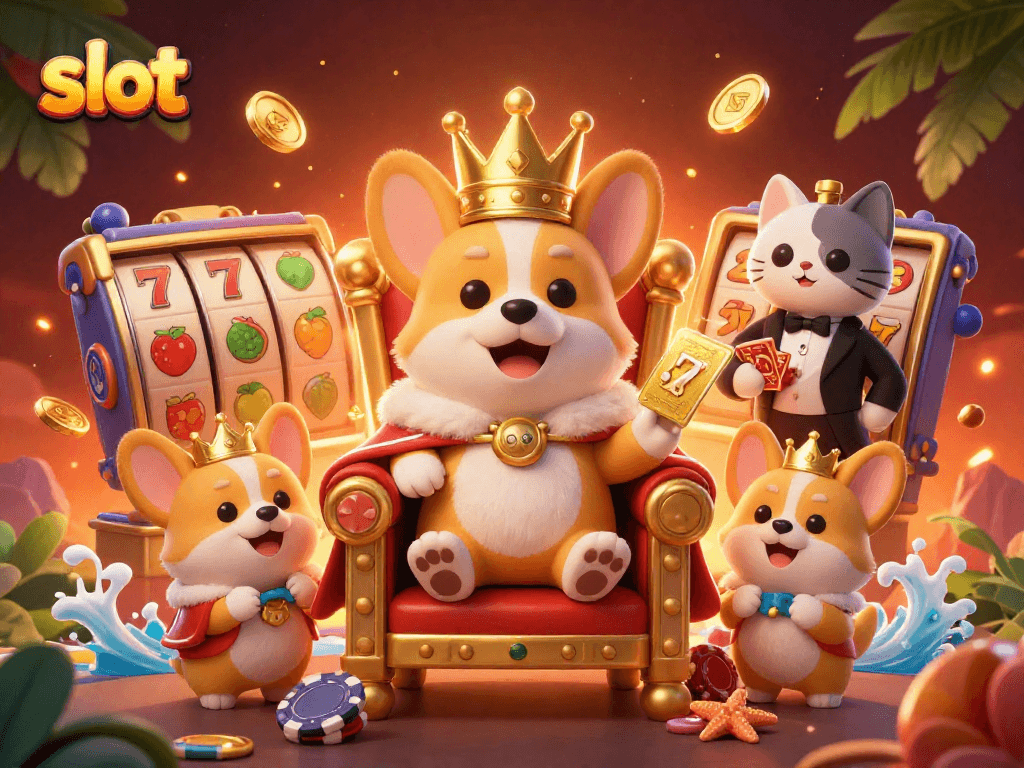 Slot gacor dengan corgi kerajaan dan elemen kasino mewah yang menarik untuk berjudi.