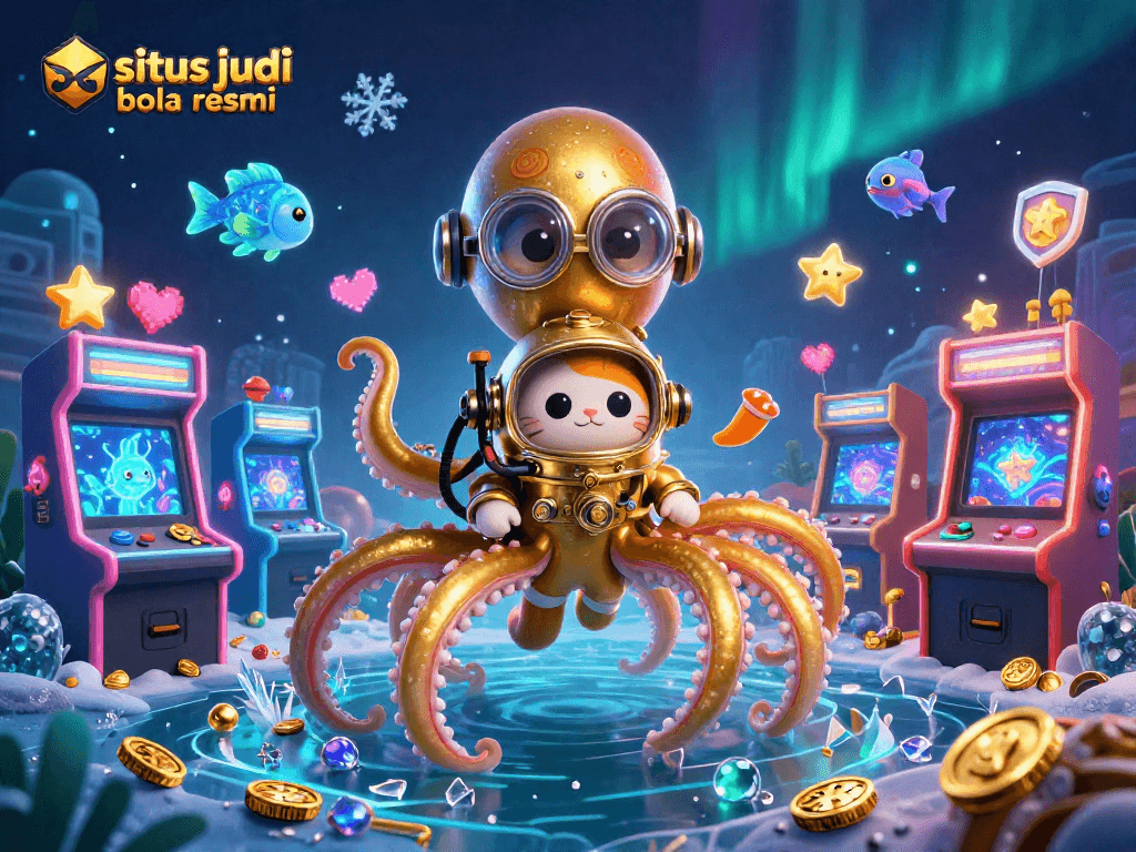 Experience thrilling odds with situs judi bola resmi featuring a colossal kraken and vintage diving cat in an action-packed casino scene.