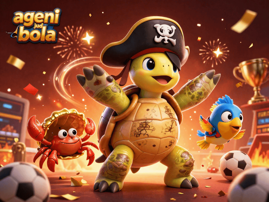 Engage in thrilling sports betting with agen judi bola featuring colorful characters and festive elements.