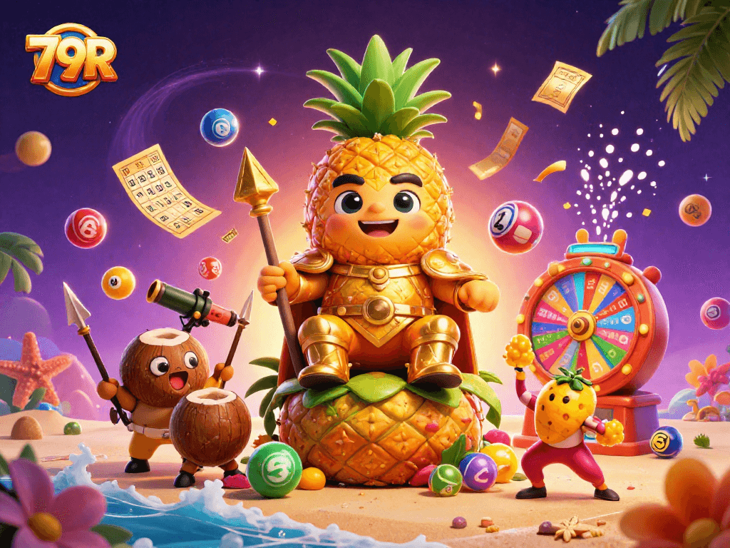 Os personagens e elementos vibrantes do jogo 79R capturam a emoção do cassino.