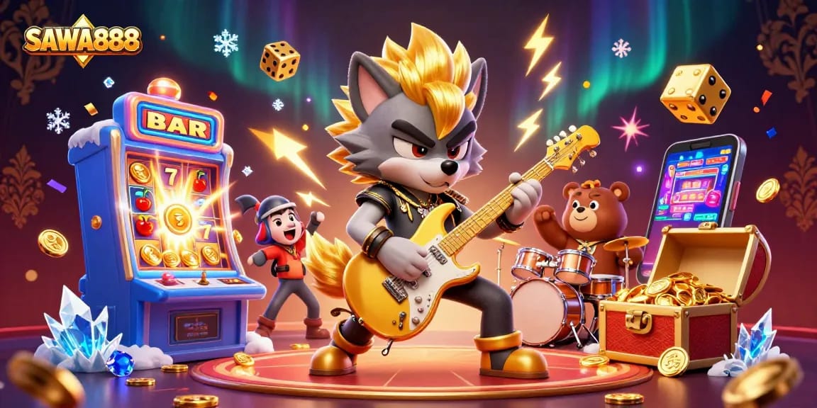 Experience vibrant casino thrills with SAWA888's 3D wolf rockstar and jackpot games