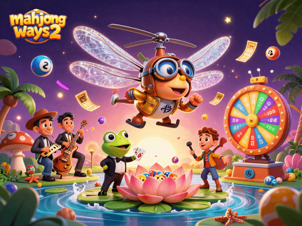 Experience the excitement of mahjong ways 2 with dynamic characters and vibrant casino elements in this 3D illustration.