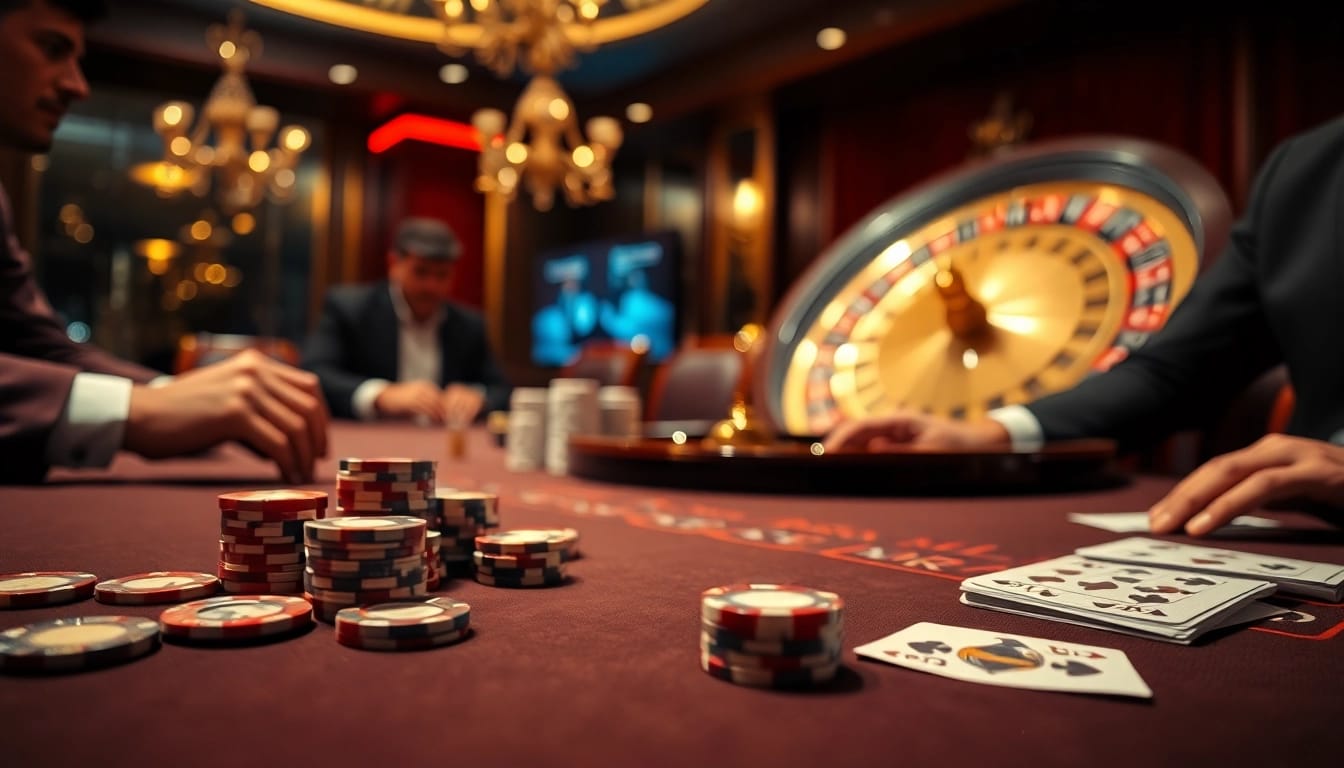 Professional poker players at a luxurious casino table showcase the hidden wiki theme with intense gameplay.
