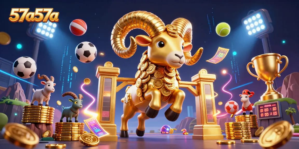 Engage with 57a57a's thrilling sports betting scene featuring dynamic 3D characters and excitement.