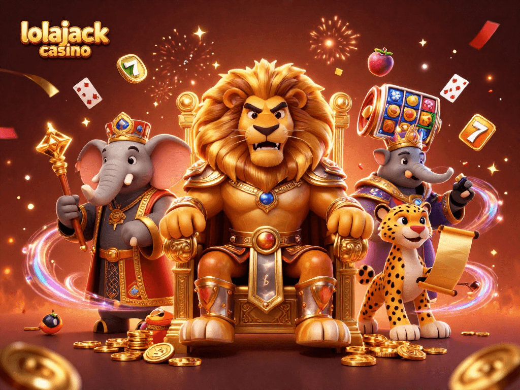 Experience exhilarating wins at lolajack casino with a vivid 3D illustration of gaming excitement.