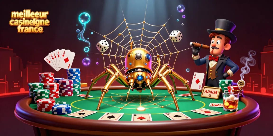 Jouer au meilleur casino en ligne France avec une illustration ludique et fantaisiste.
