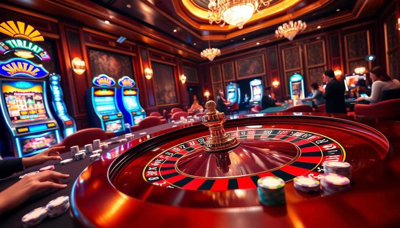 Experience the excitement of gambling at indoxxi with vibrant casino scenes featuring roulette, cards, and chips.