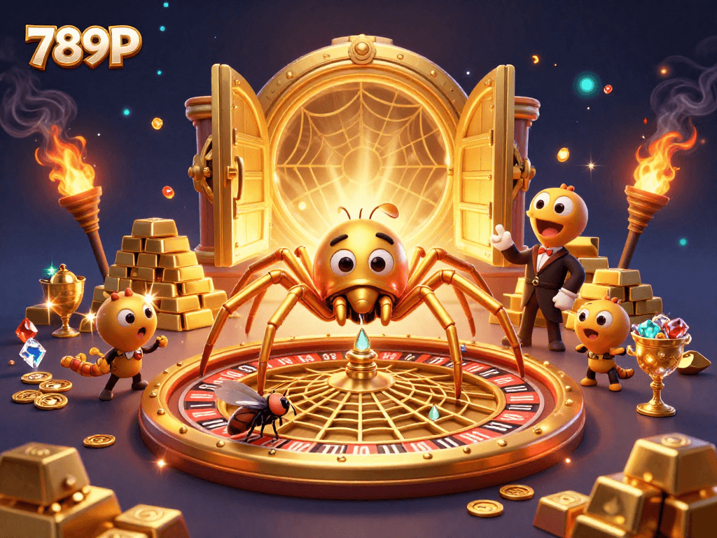 Place your bets at 789P's roulette table, a vibrant digital illustration of online gaming.