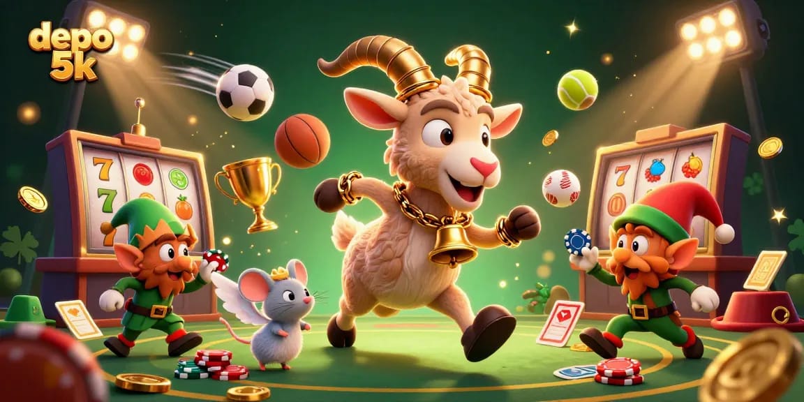 Experience thrilling gameplay with depo 5k at this festive holiday casino illustration.