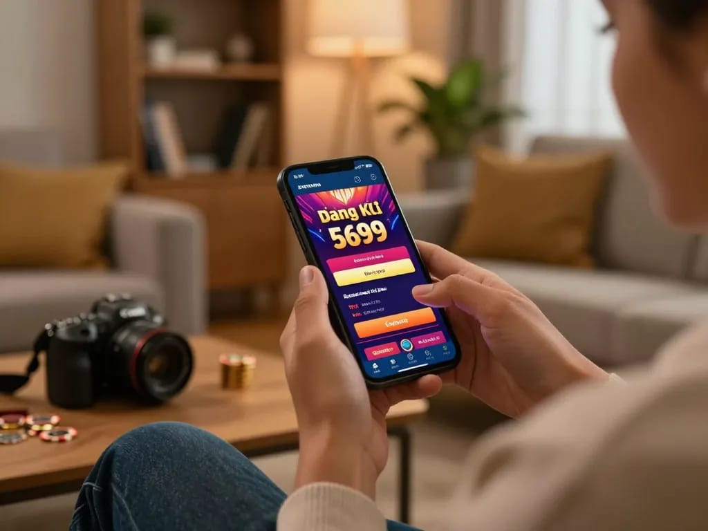 Engage with đăng ký 5699 through a colorful mobile casino app experience in a cozy setting