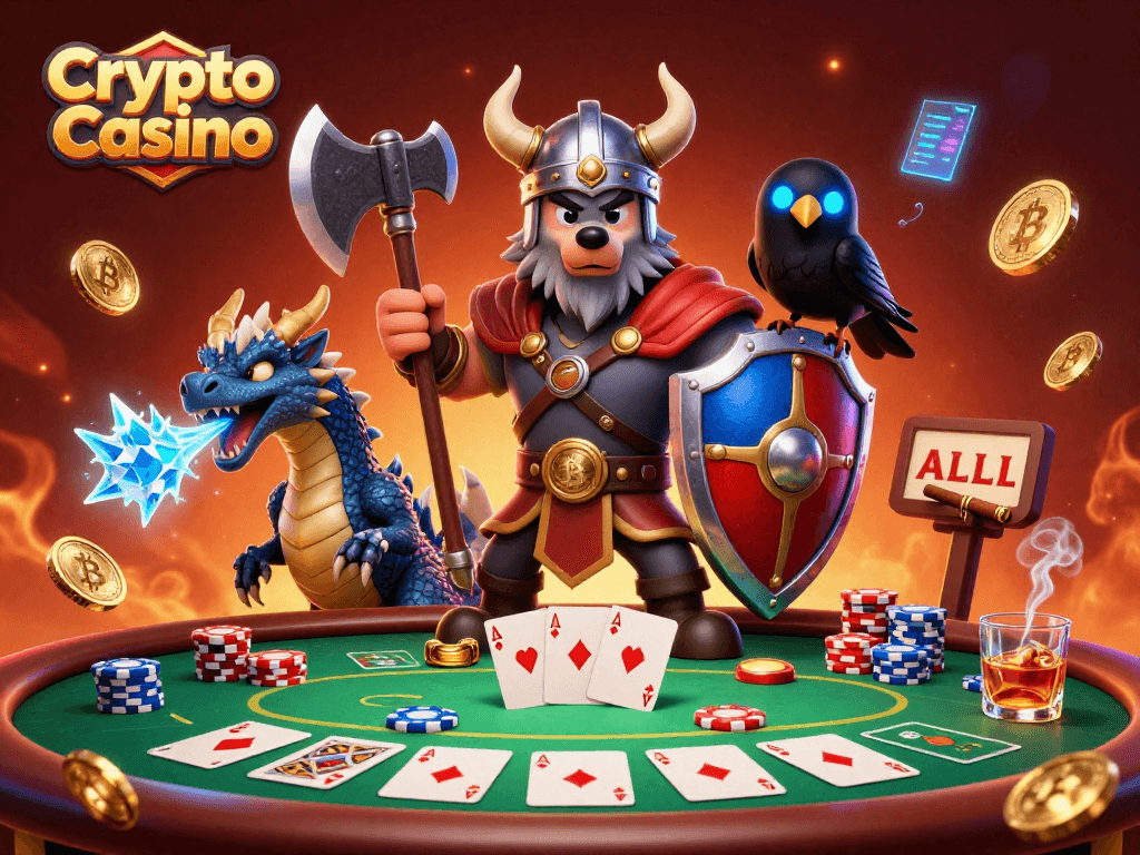Experience the thrills of a Crypto Casino with Viking warriors and exclusive game elements.
