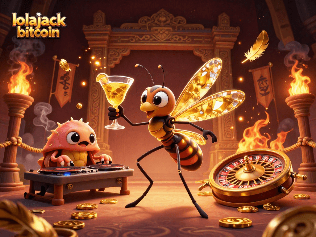 Experience lolajack bitcoin with a vibrant 3D casino scene showcasing exotic characters and dynamic gaming elements.