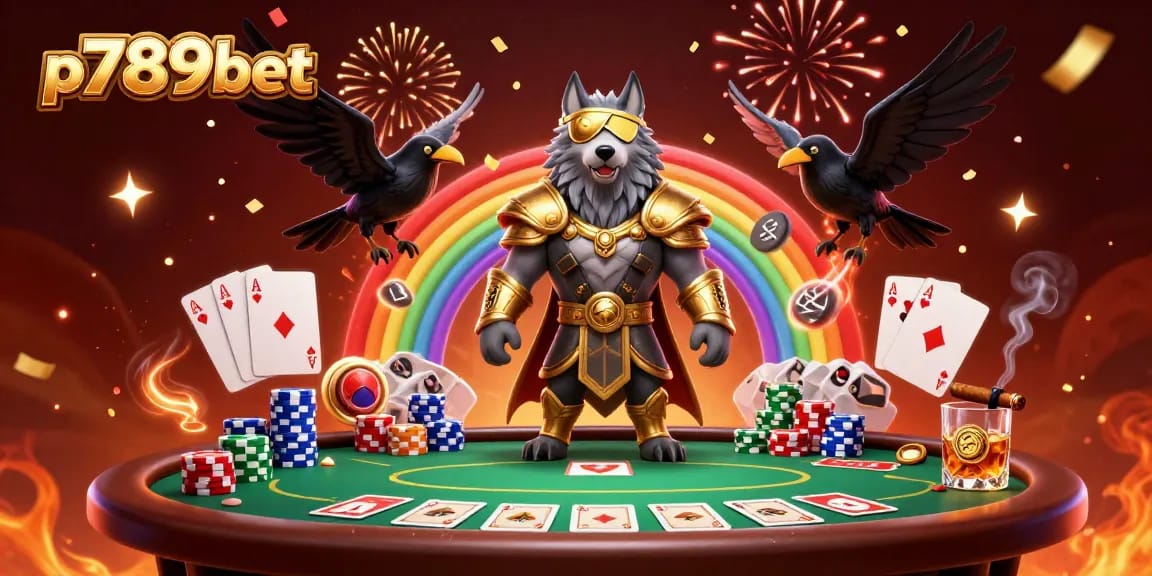 Cá cược tại p789bet với hoạt hình sống động về Odin và hai con quạ trong không gian sòng bạc ấn tượng