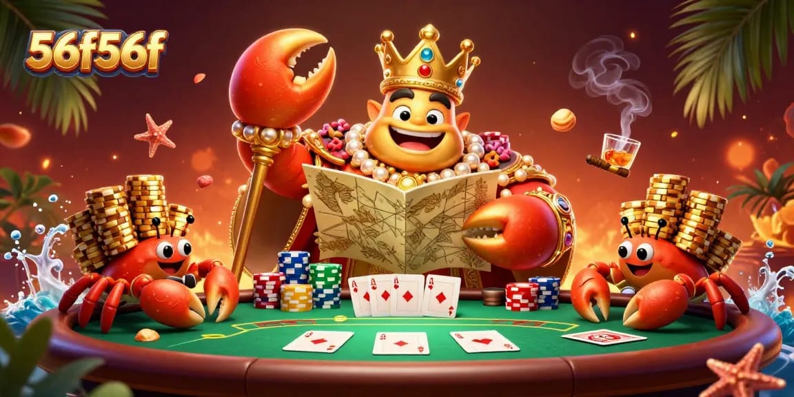 Engage in thrilling poker action with 56f56f's golden crab emperor and vibrant gameplay elements.