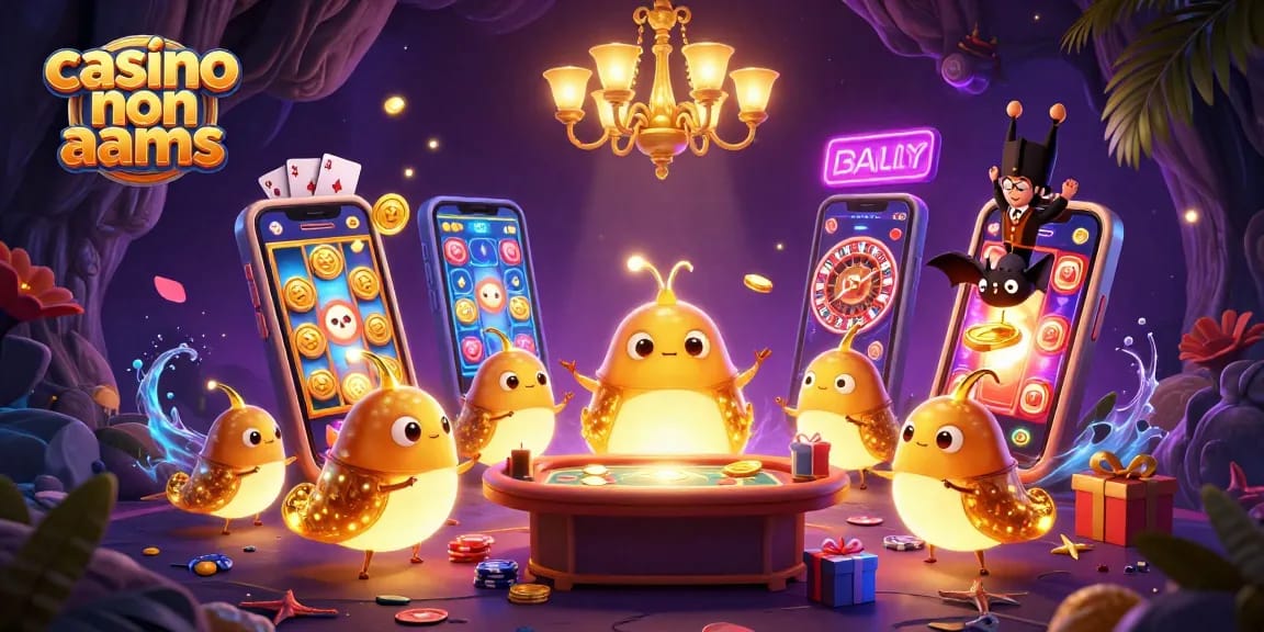 Giocatori nel casino non AAMS mentre vivono l'emozione delle vincite con slot e giochi vari.