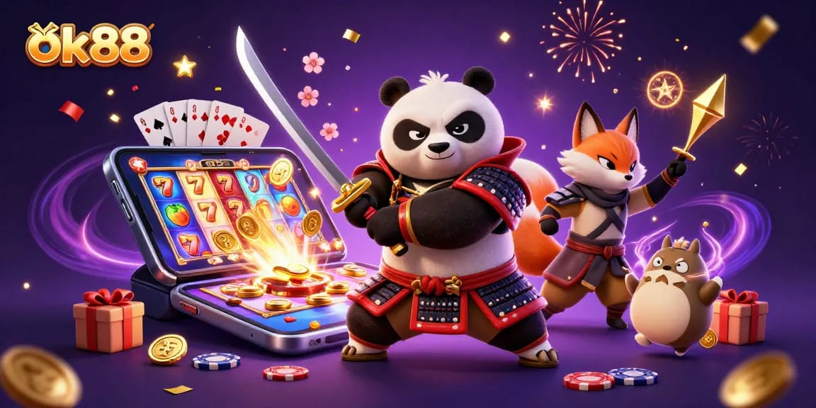 Engage with the excitement of ok88 as a samurai panda, ninja fox, and spirit tanuki bring slots to life!