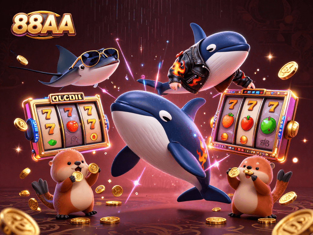 Capture the excitement of 88AA with vibrant casino elements and characters in action.