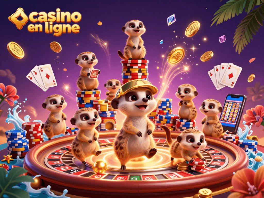casino en ligne : découvrez une scène riche avec des suricates animés gérant un casino dynamique.