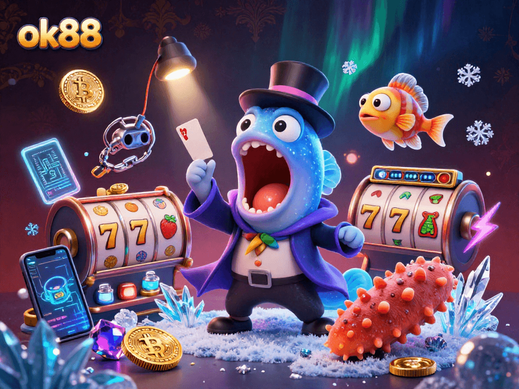 Engage with the thrilling world of ok88 casino featuring vibrant slot games and crypto-themed characters.