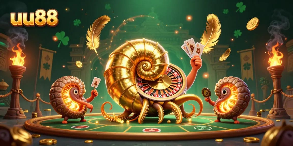 Experience thrilling gambling action at uu88 with a vibrant 3D casino scene featuring a giant nautilus.