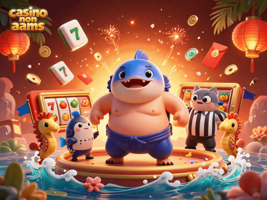 Il fugu non aams indossa un mawashi mentre dirige una competizione piena di divertimento e premi.