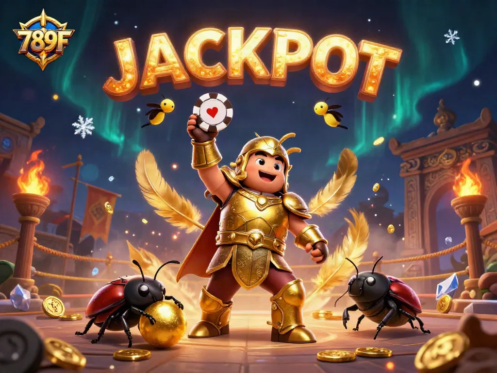 Experience thrilling wins with 789F's jackpot in this captivating 3D casino scene.
