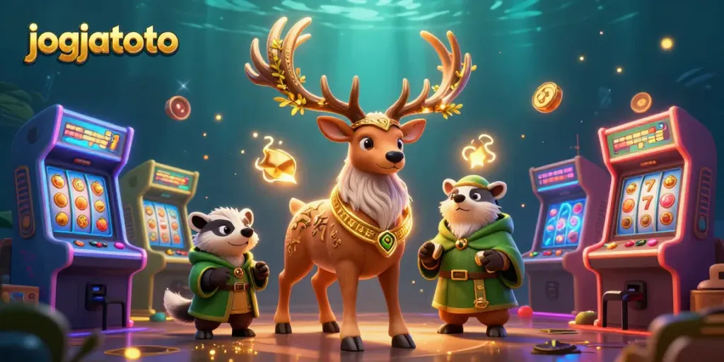 Engage with jogjatoto's dynamic online casino scene featuring vibrant game elements and enchanting characters.