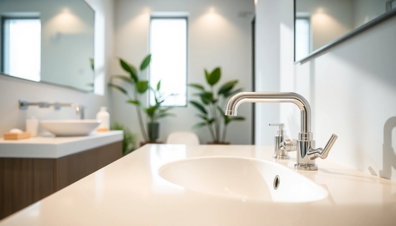 Die sonni sanitär GmbH präsentiert ein elegantes Badezimmerdesign mit modernen Sanitäranlagen und stilvollen Armaturen.