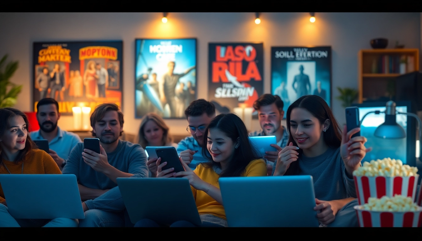 Engaged viewers watching หนังออนไลน์ in cozy settings, showcasing a vibrant movie experience.