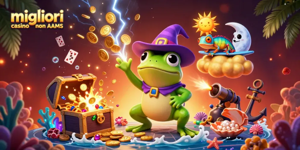 Migliori casino non AAMS: scena 3D con personaggi e giochi da casinò animati che creano un'atmosfera avvincente