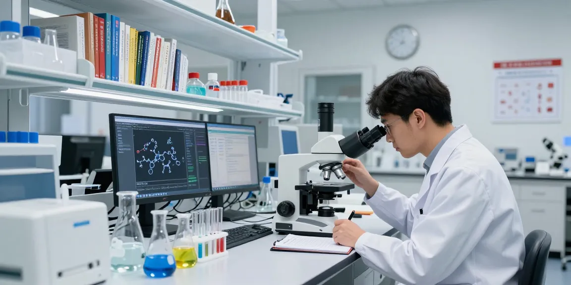 Researcher at https://summitresearchsupply.com analyzing samples in a modern lab.