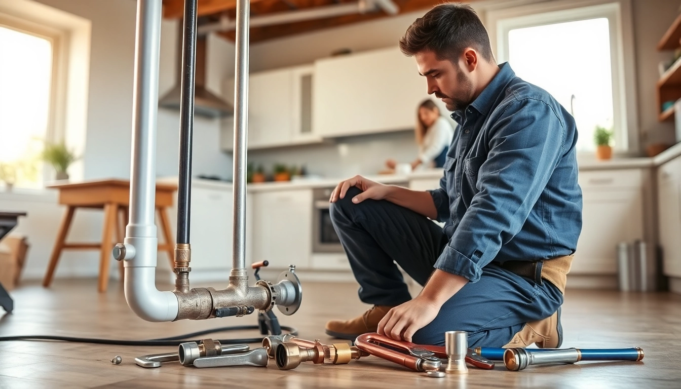 Plumber engaged in whole house repiping services Clearwater FL, showcasing professional plumbing work.