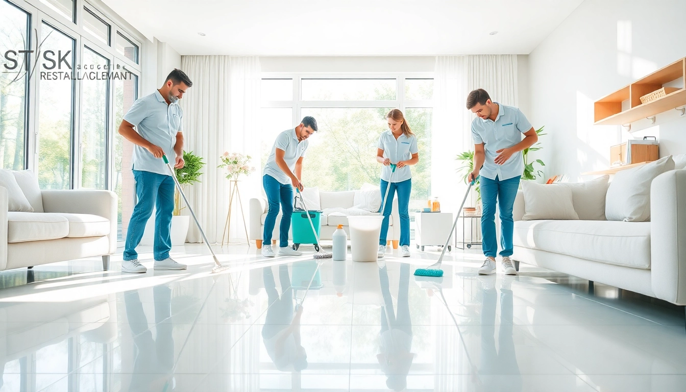 Efficient team providing cleaning services near me in a bright, inviting home.