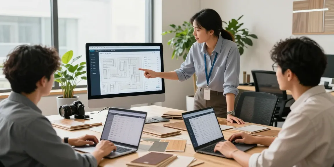 Showcasing flooring business software in a collaborative office environment