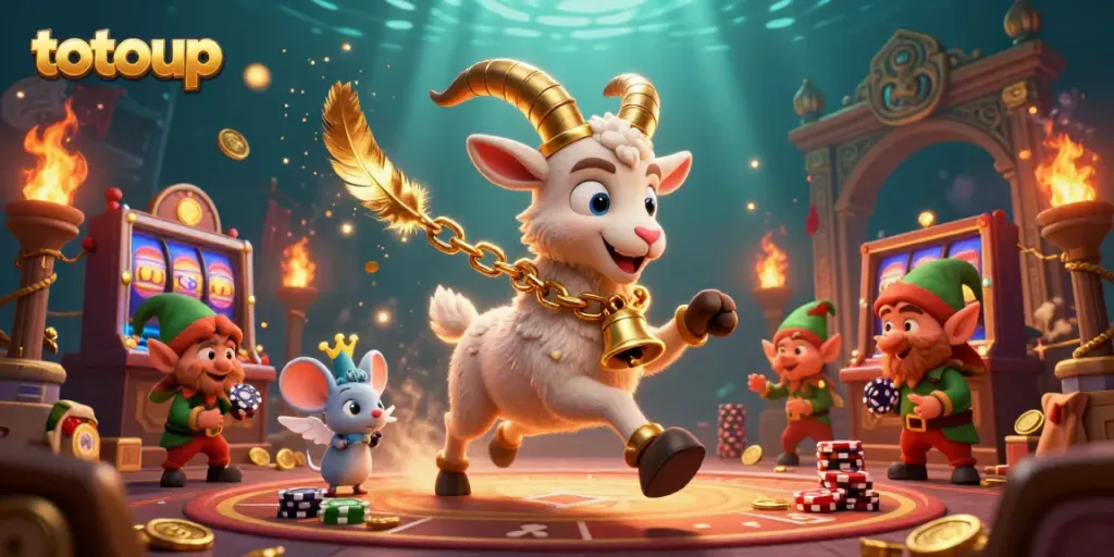Experience thrilling action at totoup casino with festive Krampus and playful characters.