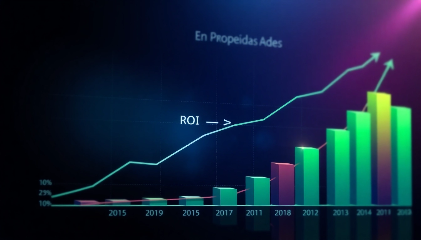 Calcula el ROI en propiedades a través de un gráfico financiero atractivo y moderno.